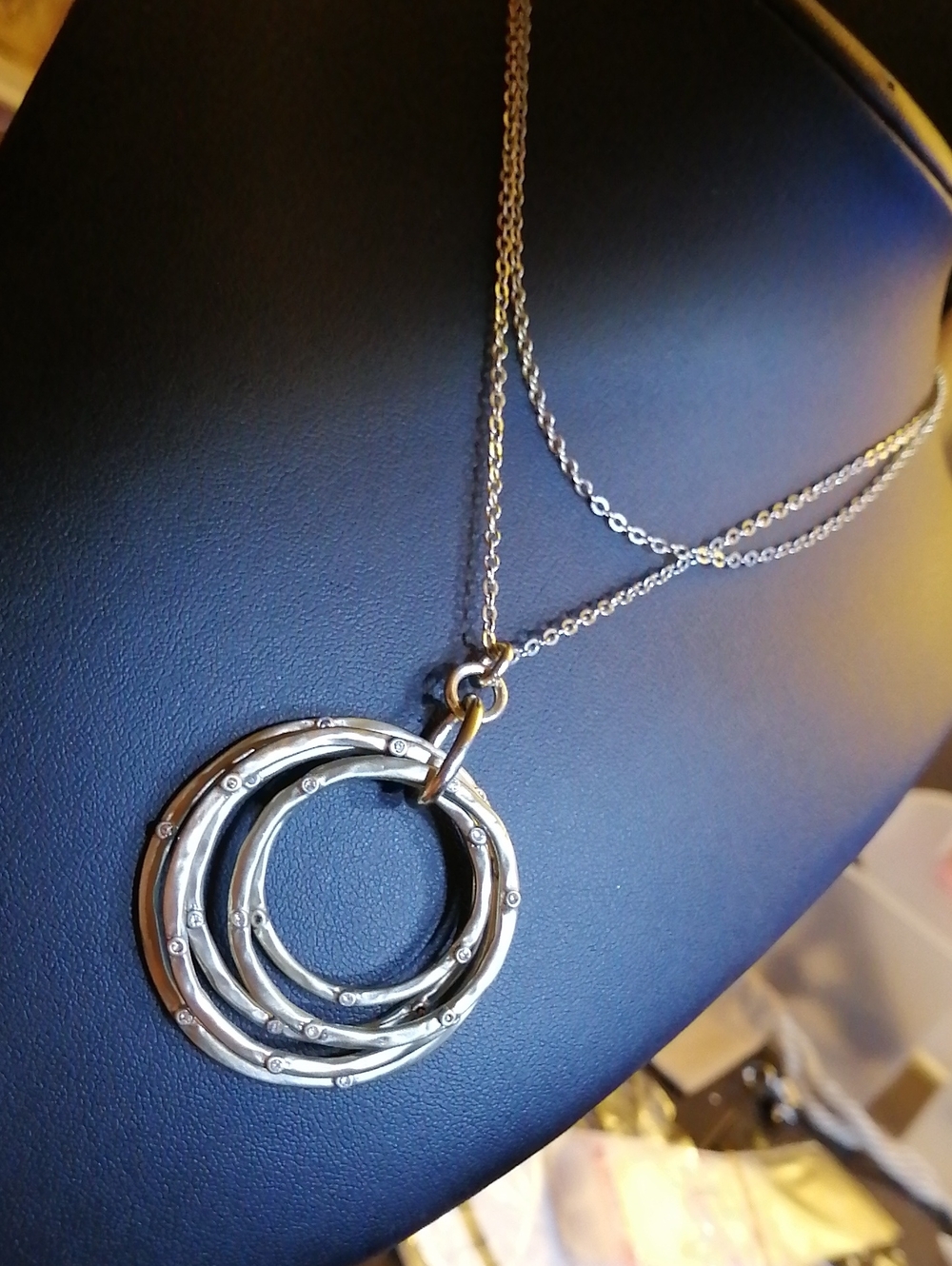 Loft Vintage Long Sautoir Necklace With 5 Matt Gold Rings